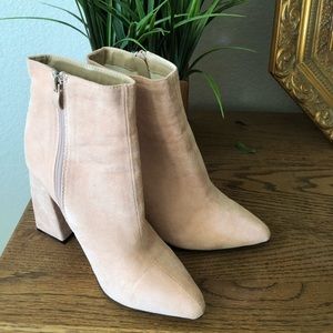 pink velvet ankle boot